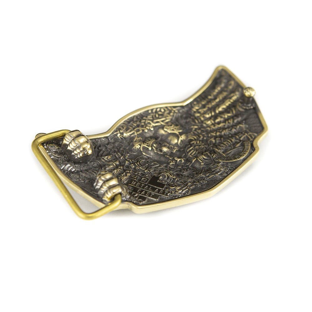 Brass belt buckle Eagle with sword, heraldic eagle, sword winged heraldry falcon