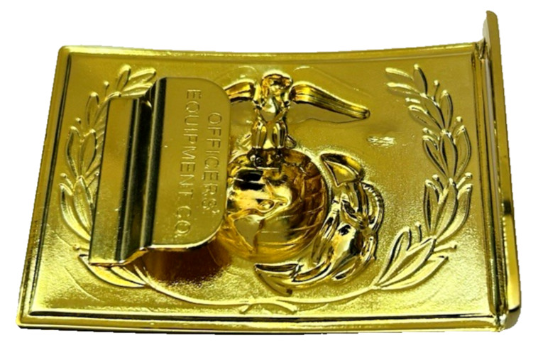 USMC Marine Corps Officers&rsquo; Equipment Company Gold Toned Belt Buckle EGA USA