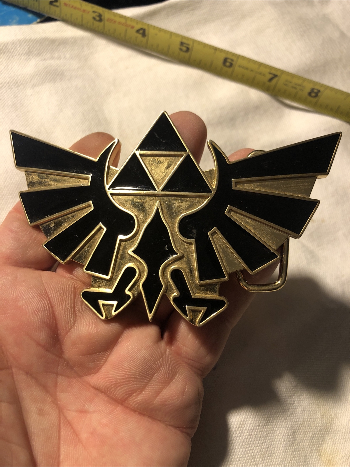 2007 LEGEND OF ZELDA Triforce NINTENDO Gold And Black BELT BUCKLE 4.75”