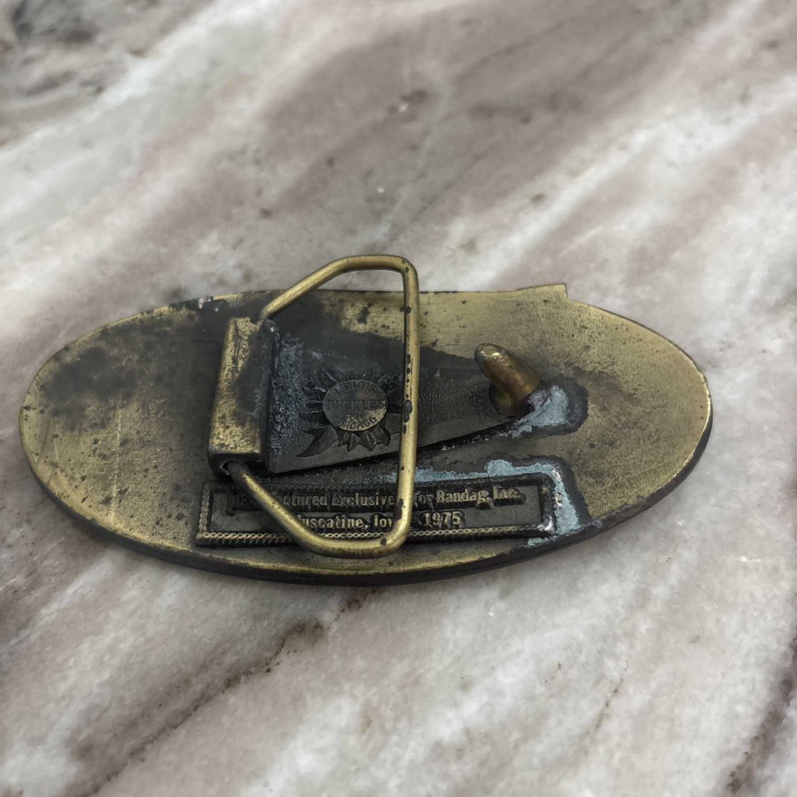 Vintage Brass Bandag Belt Buckle 3 5/8&Prime; Wide