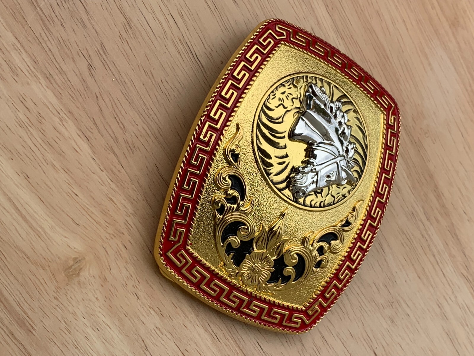 Western Buckle Gold Silver Red Horse Head Buckle Cowboy 2 » Hebillas Vaqueras