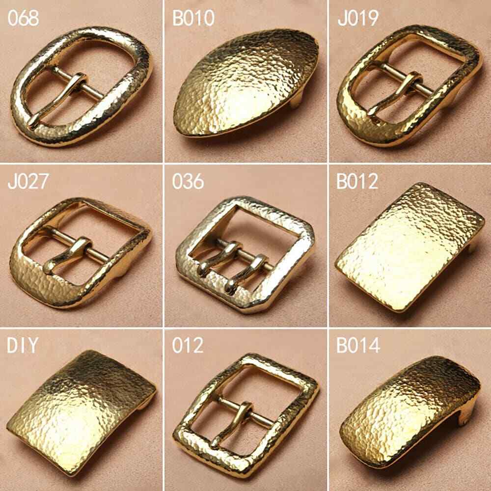 Hammered striation Solid Brass copper Pin Belt Buckle for Men Women Leathercraft