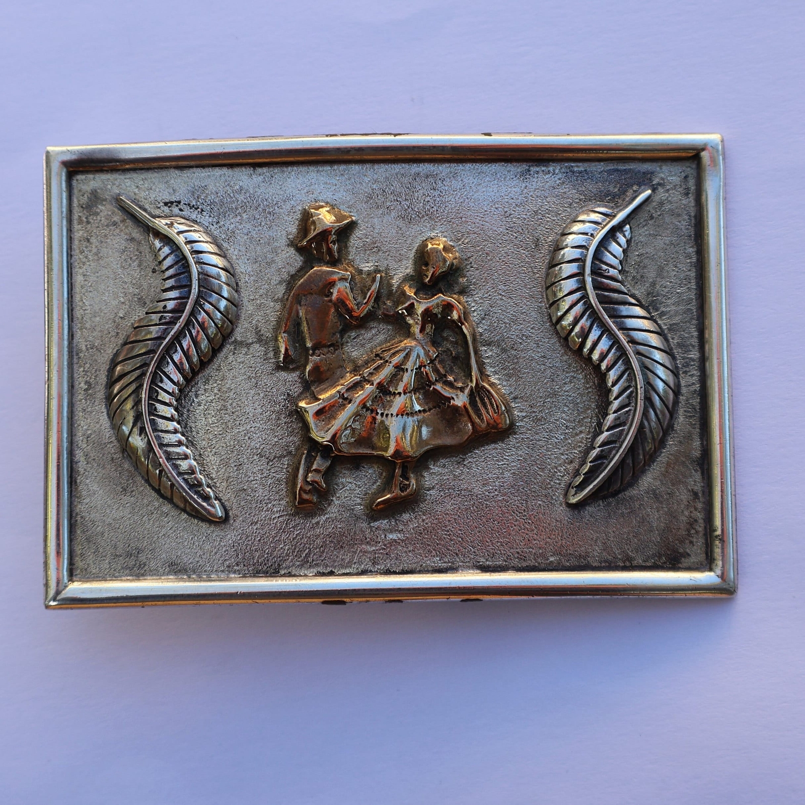 Large Vintage Sterling Square Dancer Belt Buckle 65 grams 3 3/16 X 2 1/8 inches