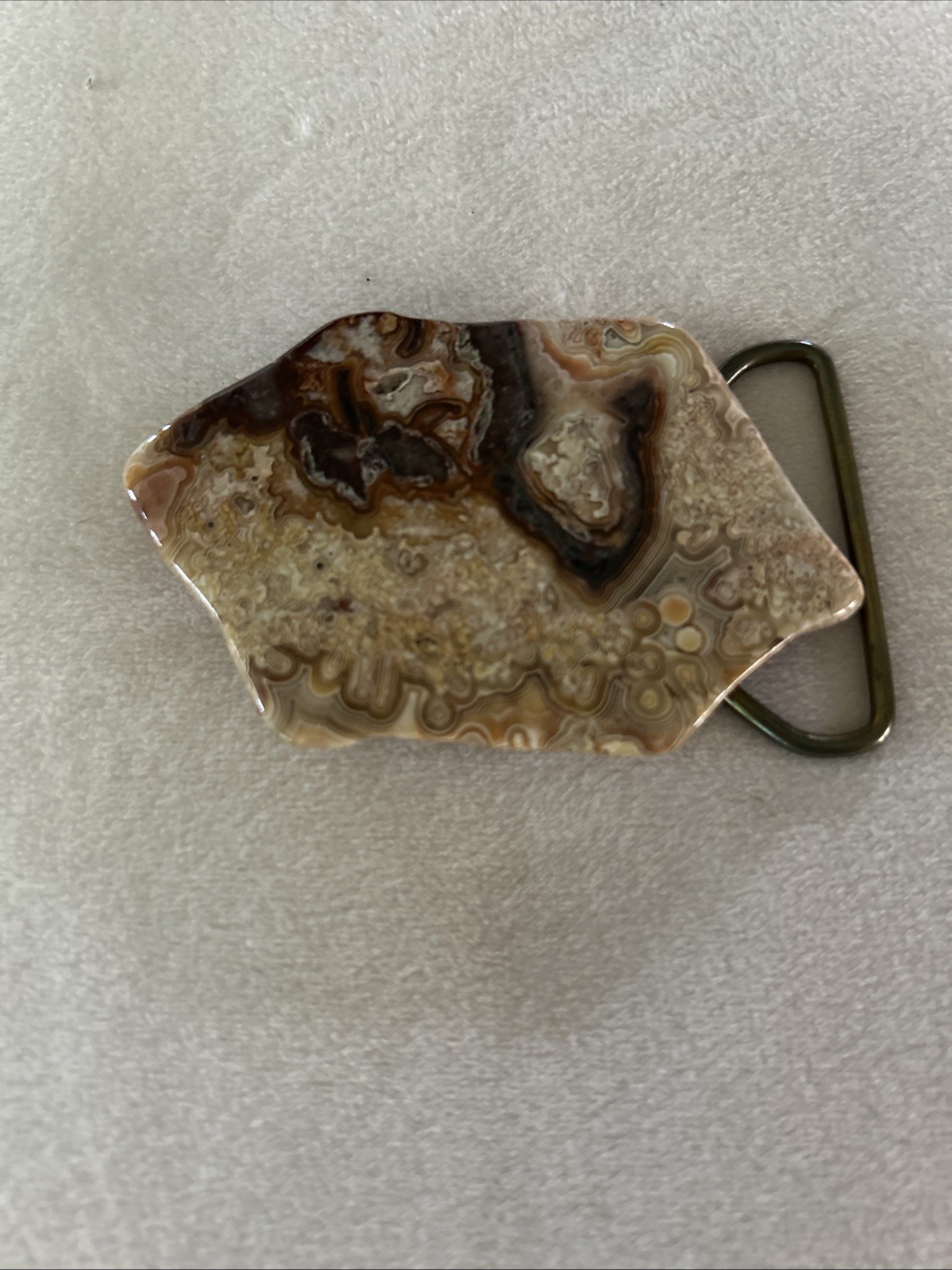 Crazy Lace Agate on Crazy Lace Agate Belt Buckle with Rhinestones – 3&Prime; Wide