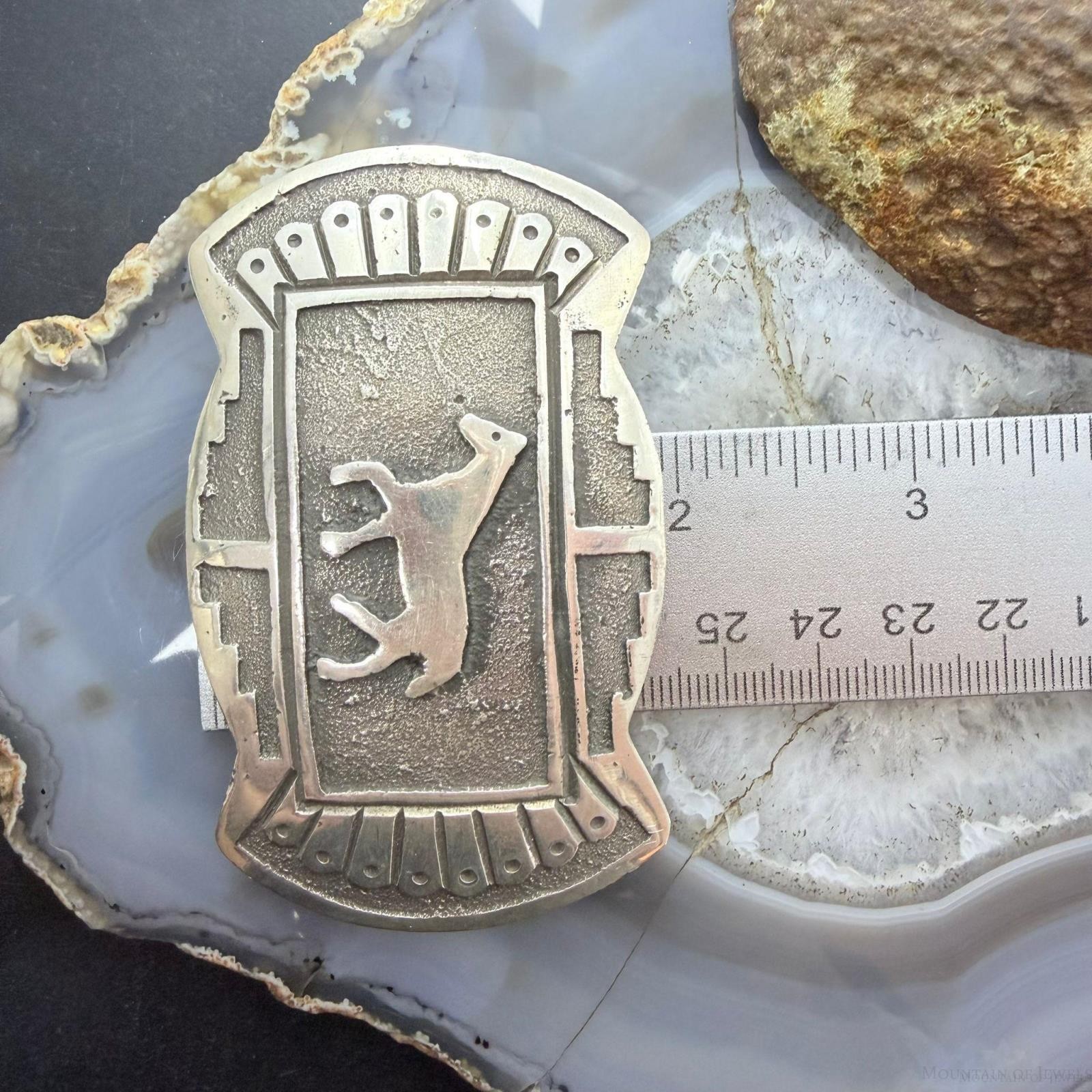 Emerson Kinsel Native American Sterling Silver Overlay Horse Belt Buckle For Men