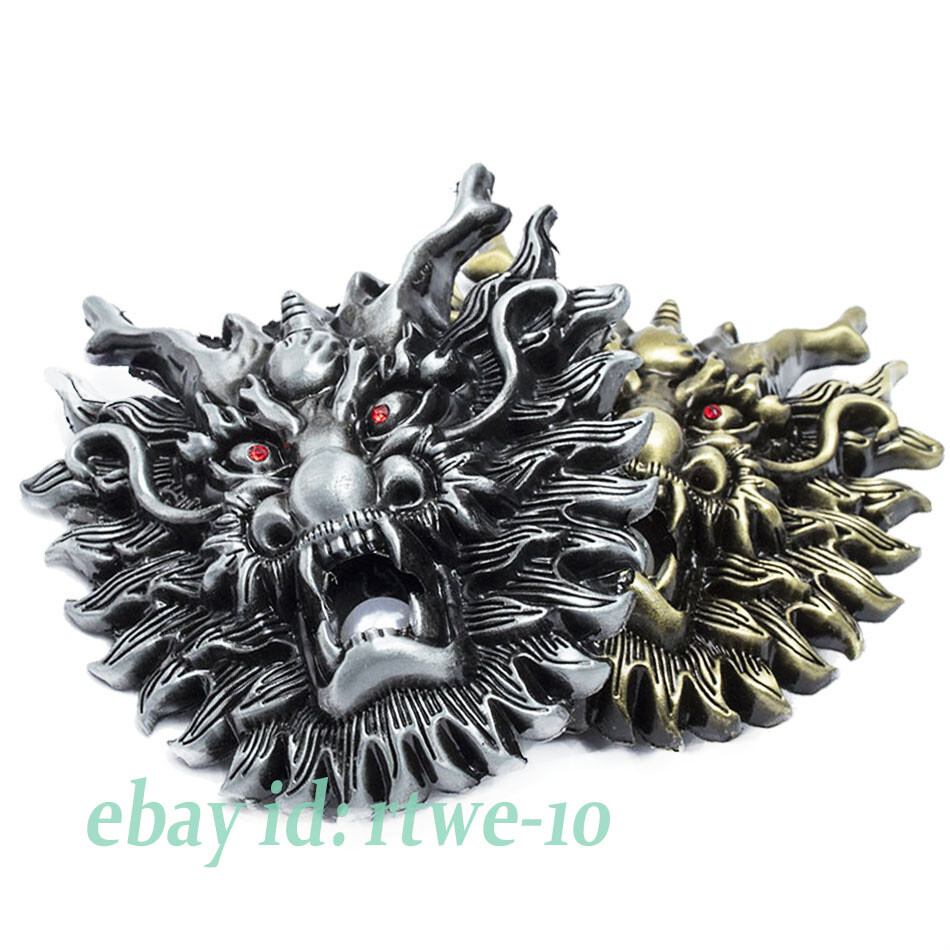 Vintage Men Belt Buckle Western Cowboy Alloy Chinese Dragon Spits Out Pearls Tap