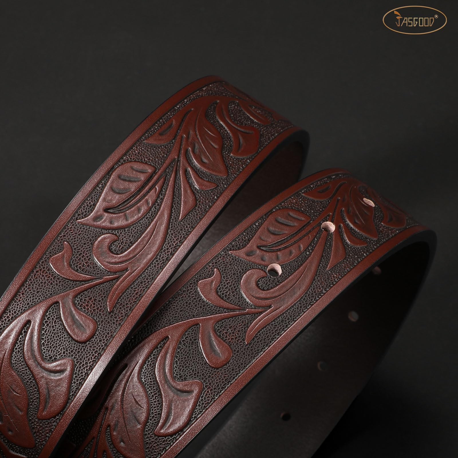 JASGOOD Men&rsquo;s Western Leather Belt, Cowboy Fit Waist Size 34 »-38 », Coffee