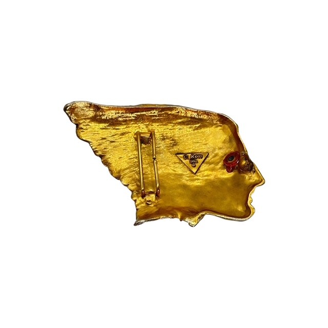 Christopher Ross Vintage Indian Chief Head Gold Plated Brass Belt Buckle