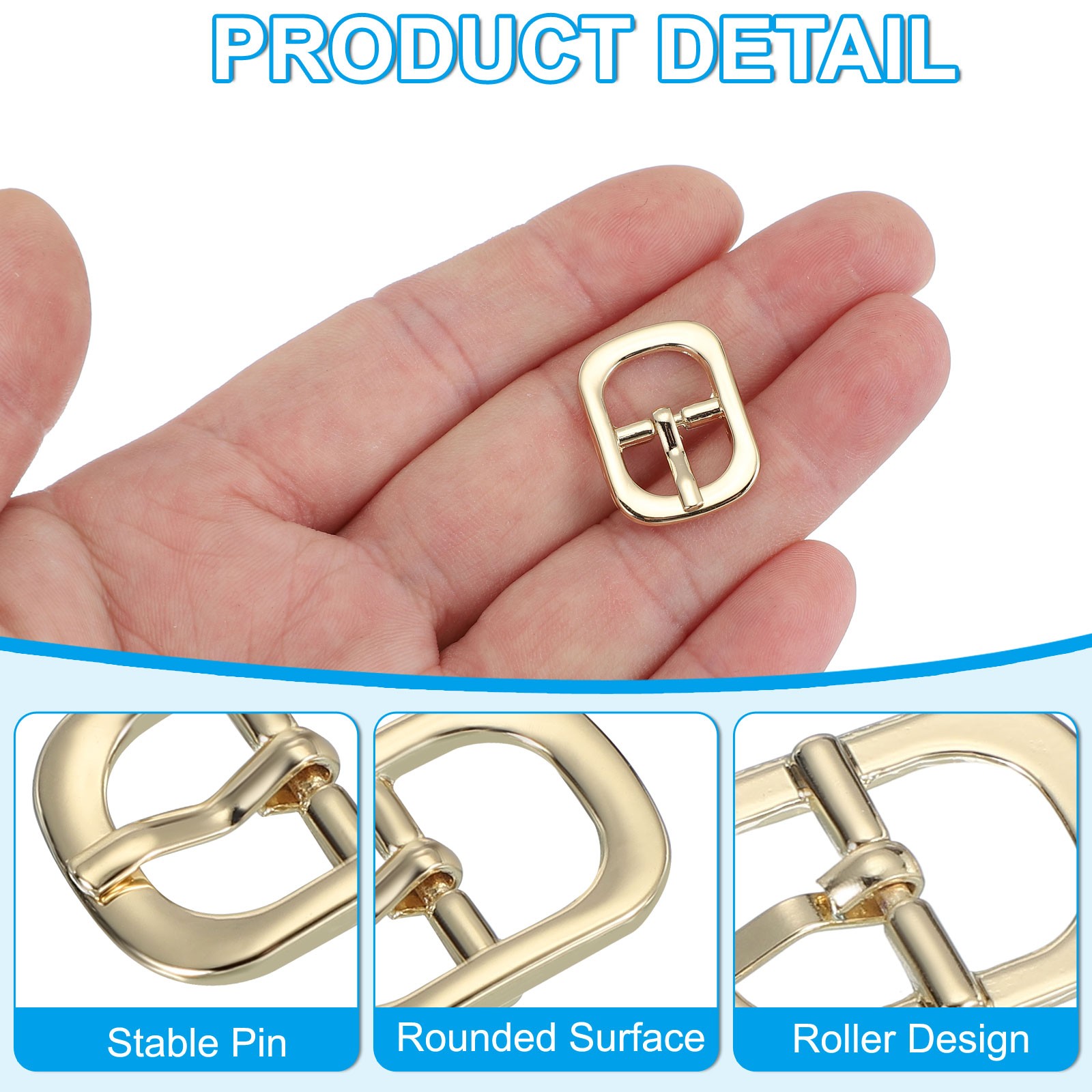 12 Pcs Light Gold/Black 0.5&Prime; Single Prong Belt Buckle Roller Pin Buckle