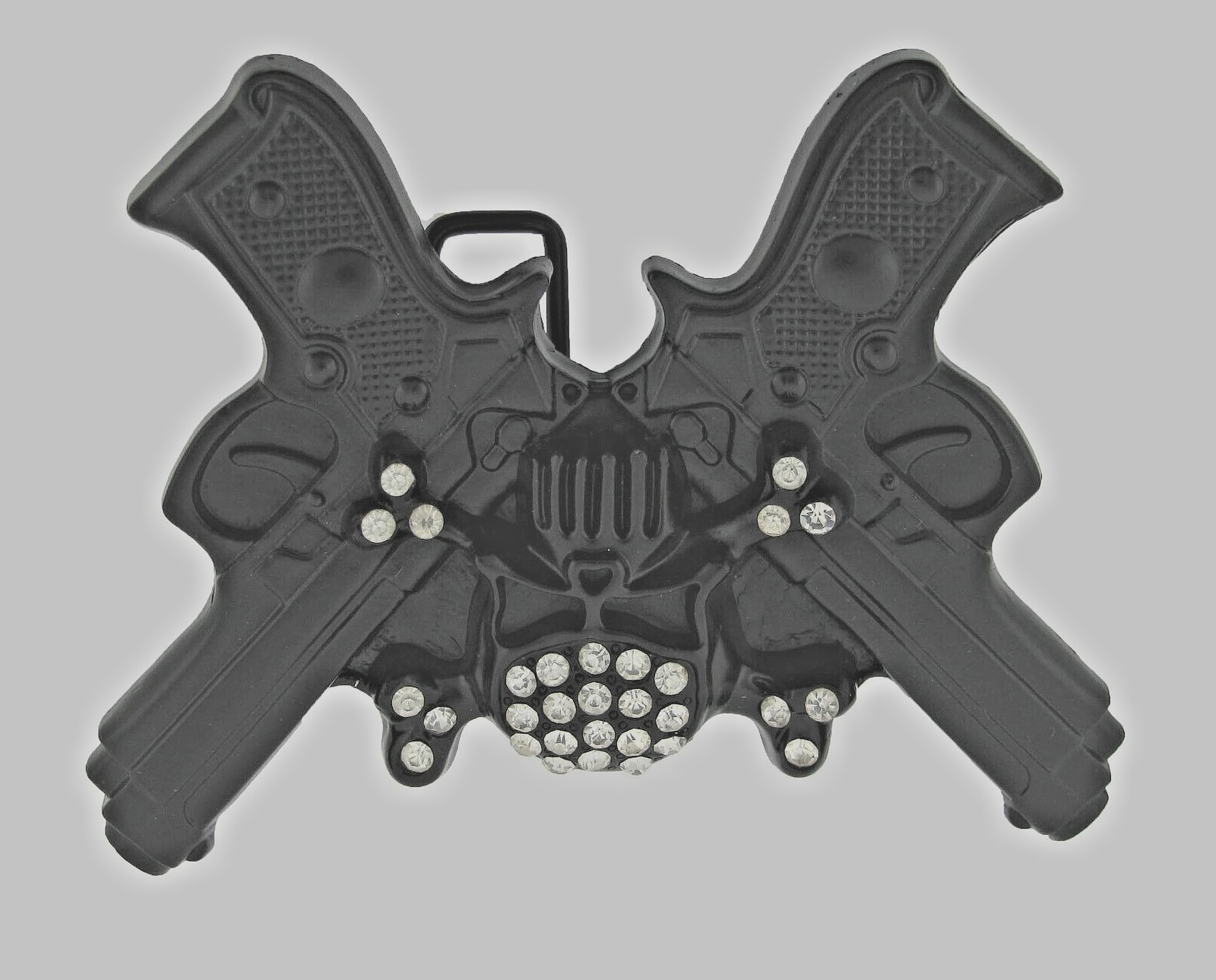 Skull Belt Buckles Gun Black Metal Emblem Vintage Style Men Women Goth Tattoo