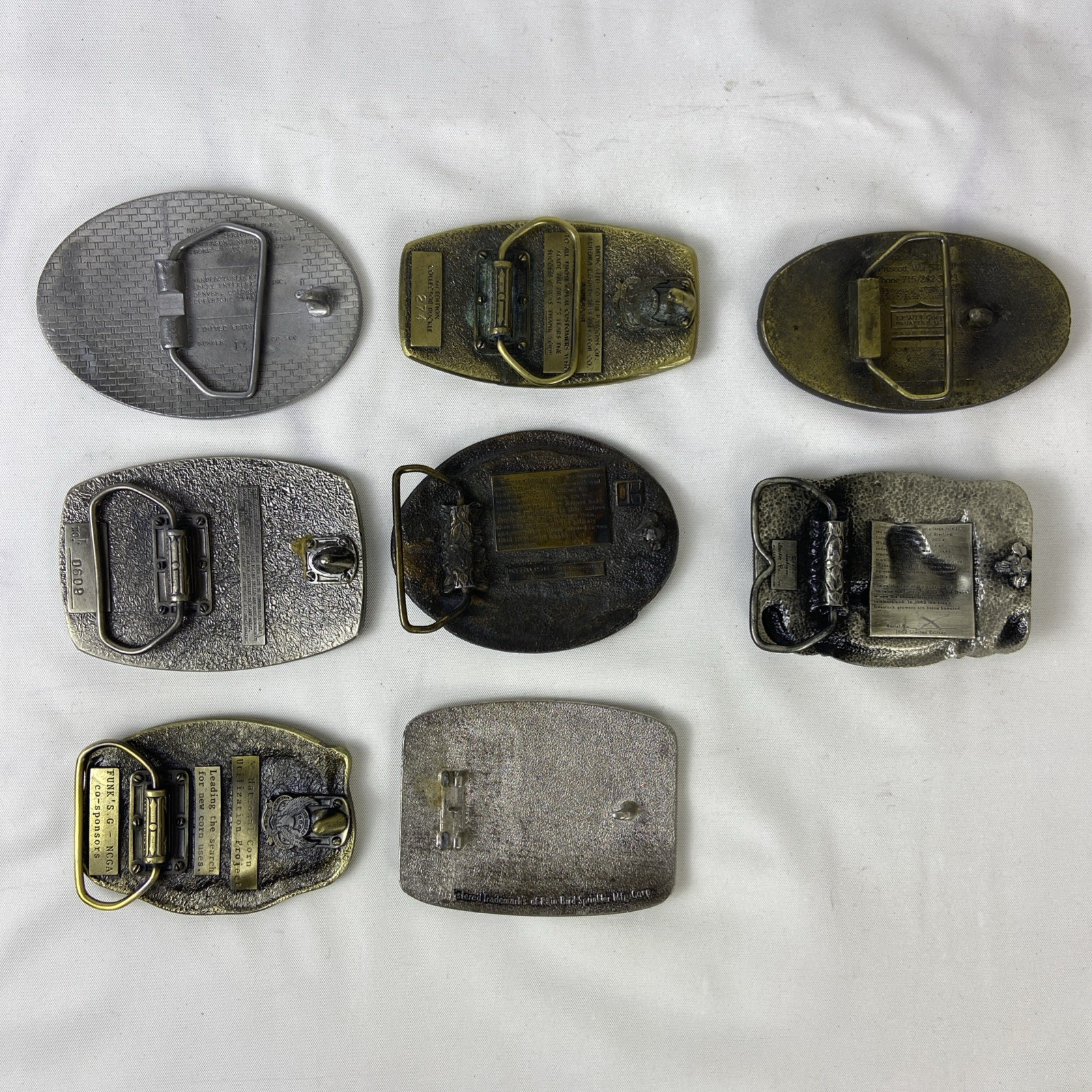 Mixed Lot of 8 pcs Belt Buckles Agriculture, Seeds, Irrigation Etc.