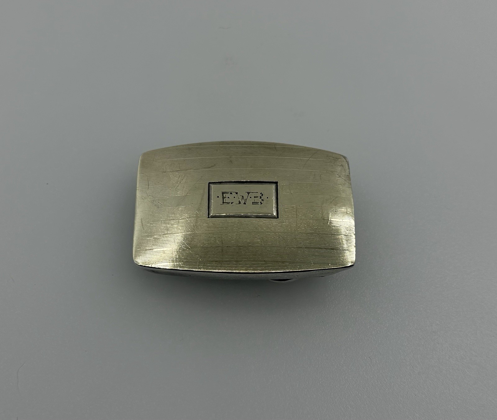 Vintage Sterling Silver 14K Gold Overlay Belt Buckle Monogram EWB 201