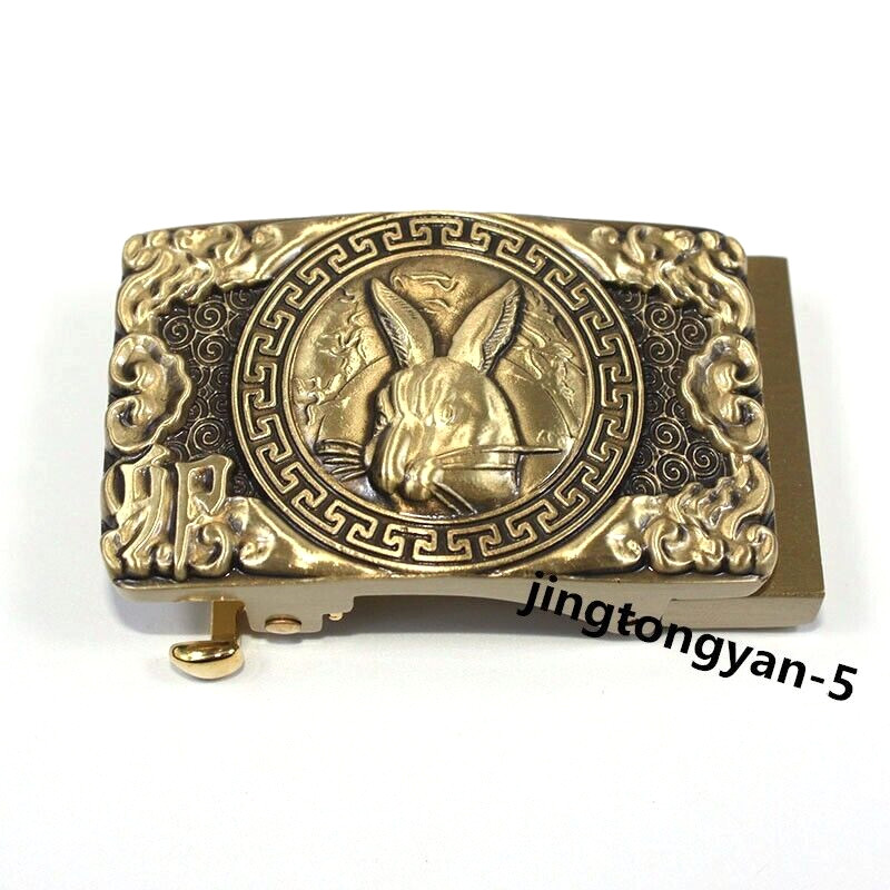 Solid Brass « Rabbit » Belt Buckle Automatic Belt Buckles Fits For 35mm Wide Belt