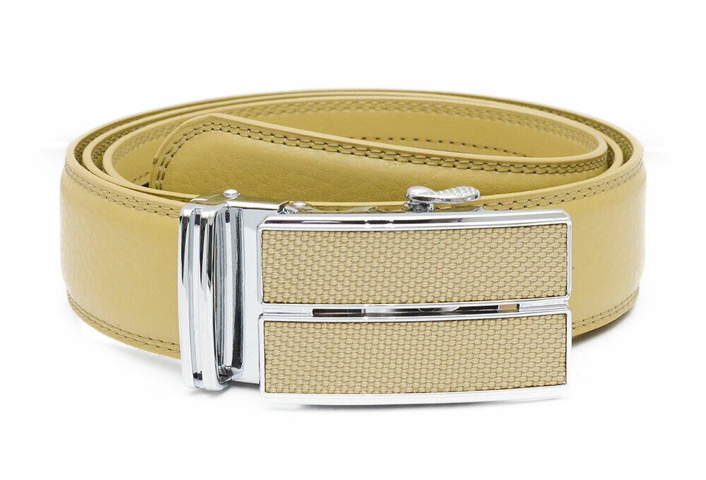 Belt men&rsquo;s automatic automatic belt yellow mud grid belt grid shortable