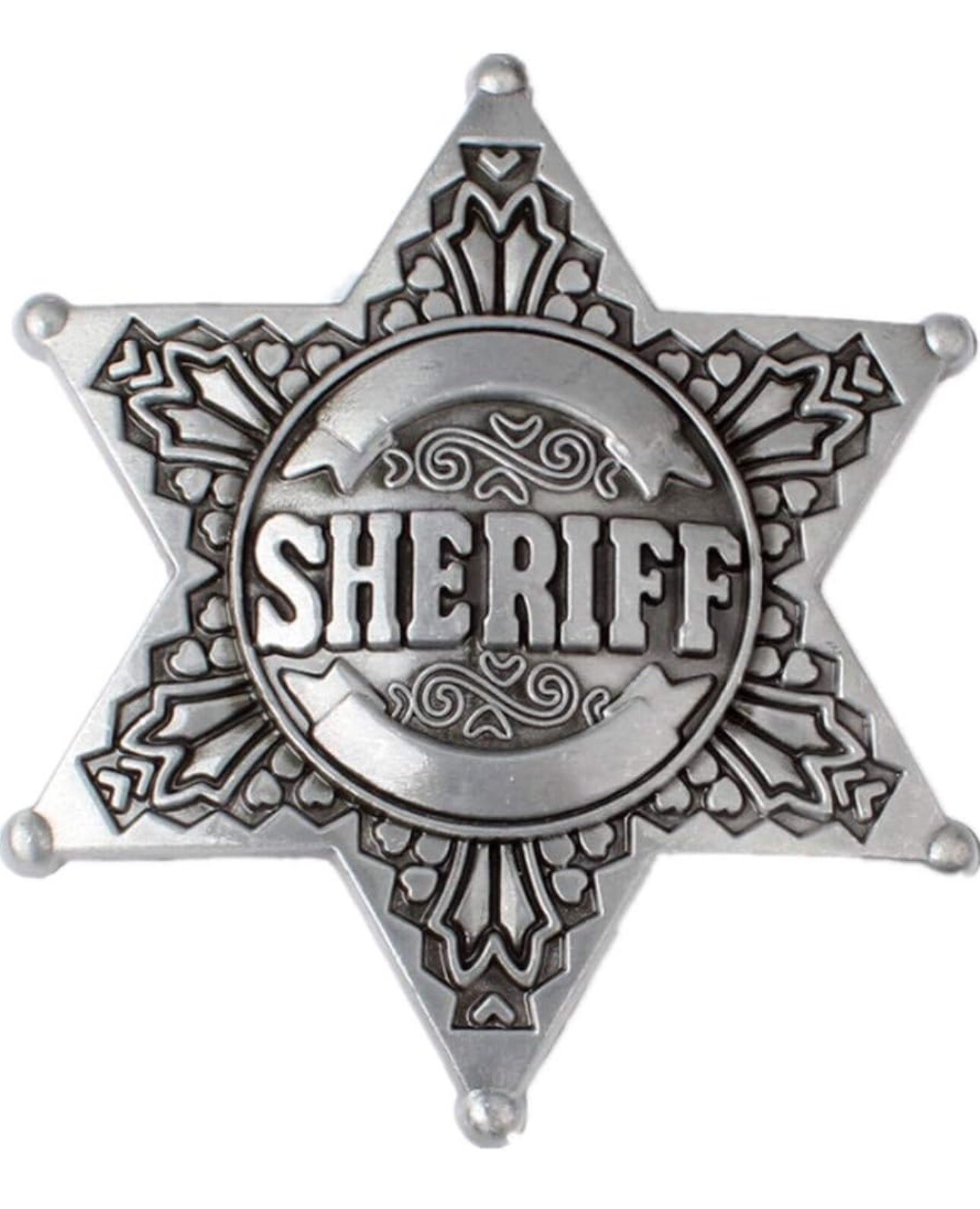 Pewter Sheriff Cop Star Badge Belt Buckle
