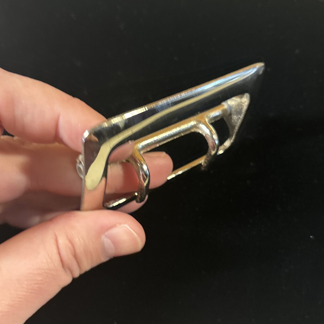 Vintage Solid Brass Chrome Plated 2.25” Double Prong Duty Belt Buckle USA #4
