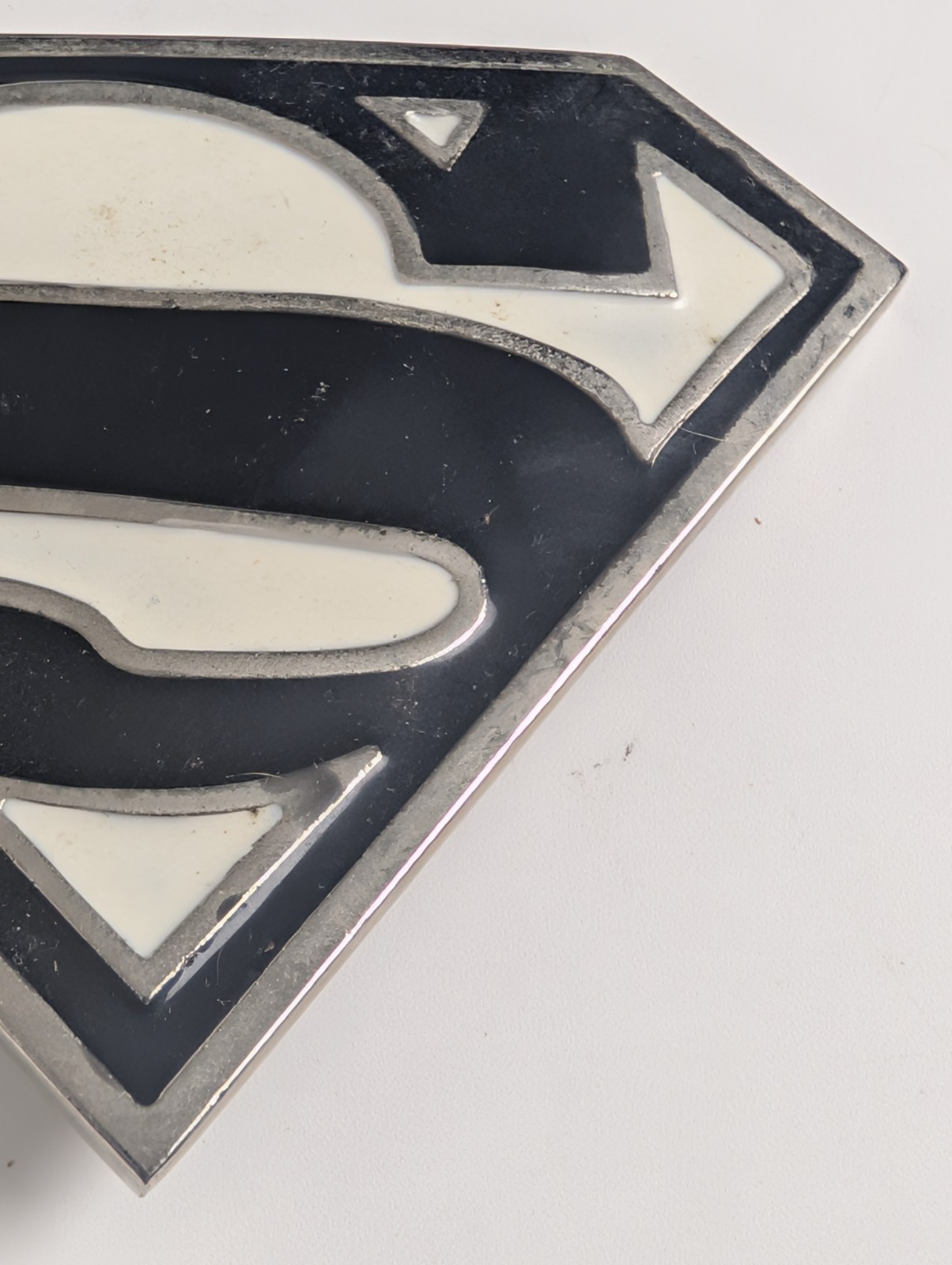 Superman Belt Buckle Black & Silver Enamel Shield Logo DC Comics Superhero