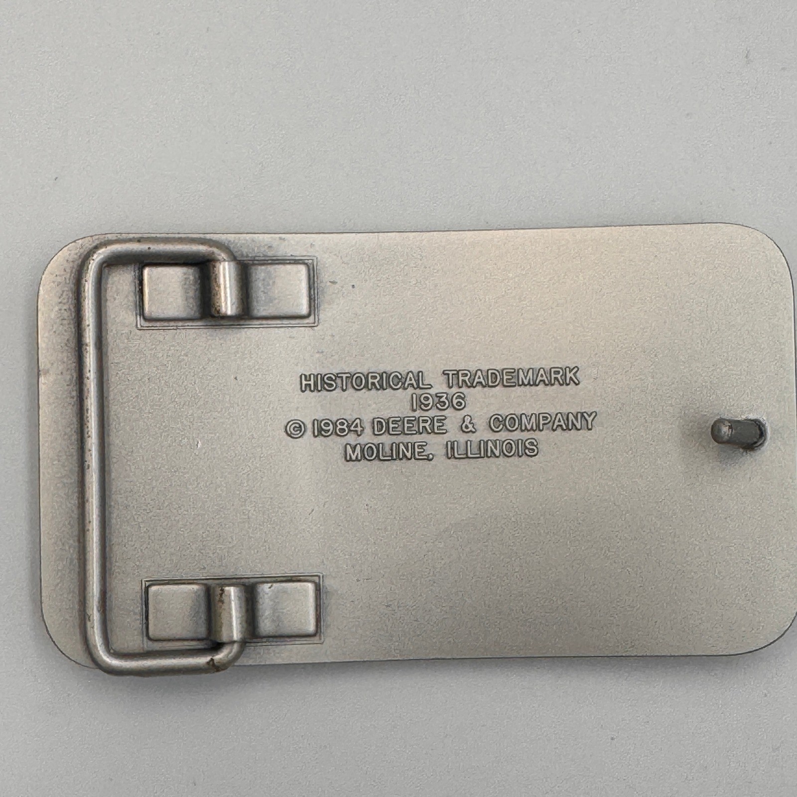 John Deere Vintage Belt Buckle 1984 Historical 1936 Trademark Moline Illinois