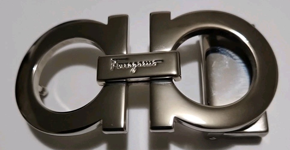 AUTH. SALVATORE FERRAGAMO SILVER GANCINI BELT BUCKLE FOR 1.3&Prime; WIDE BELT STRAP