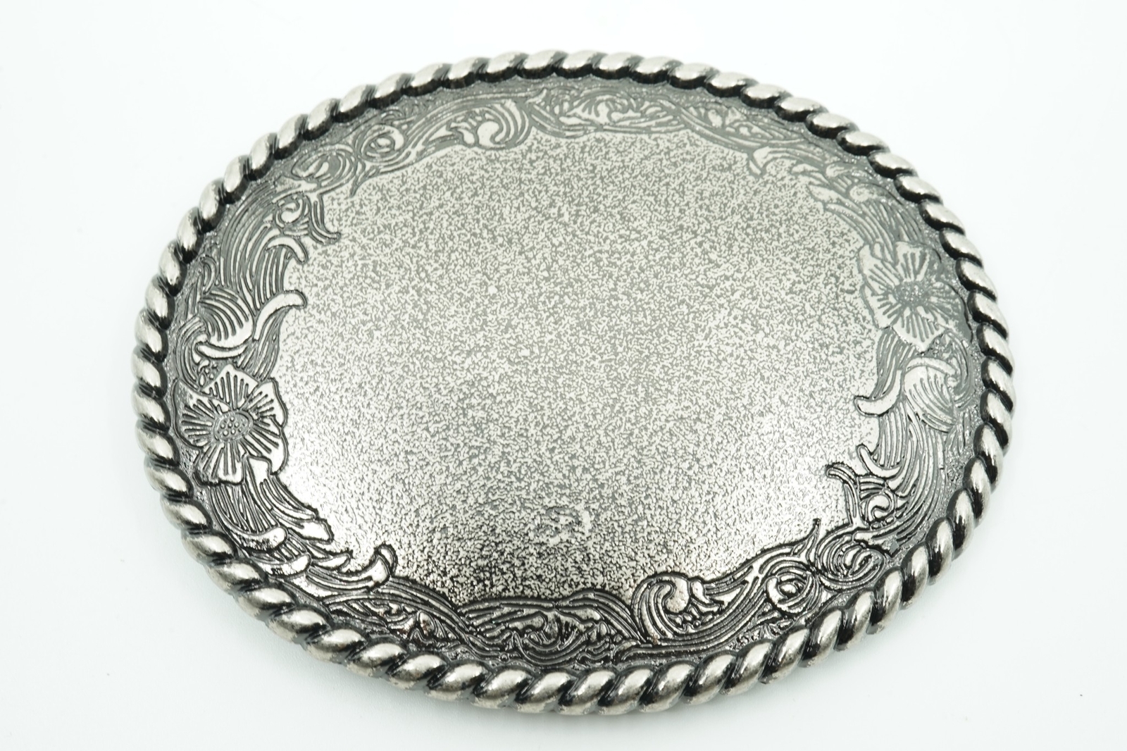 Western Flower Antique Silver Blank Belt Buckle