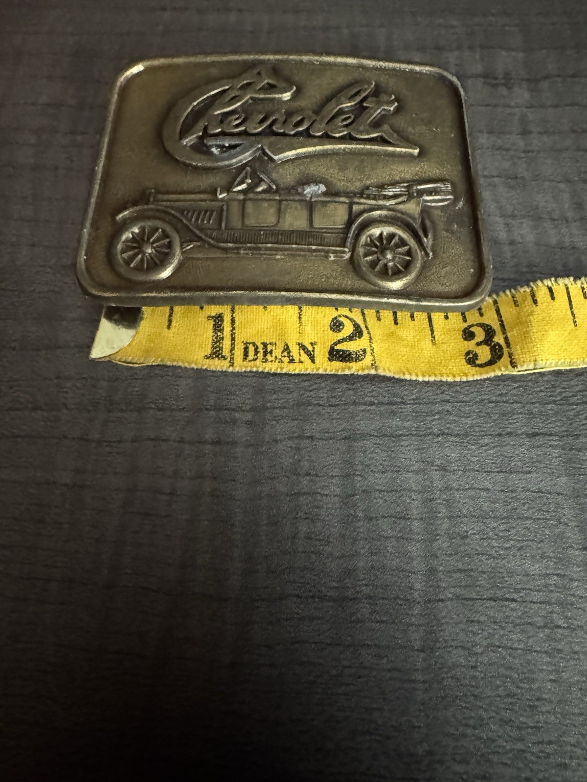 R.J. Roberts & Co. Chevrolet Logo Gold Tone Western Belt Buckle 1.5in Rect