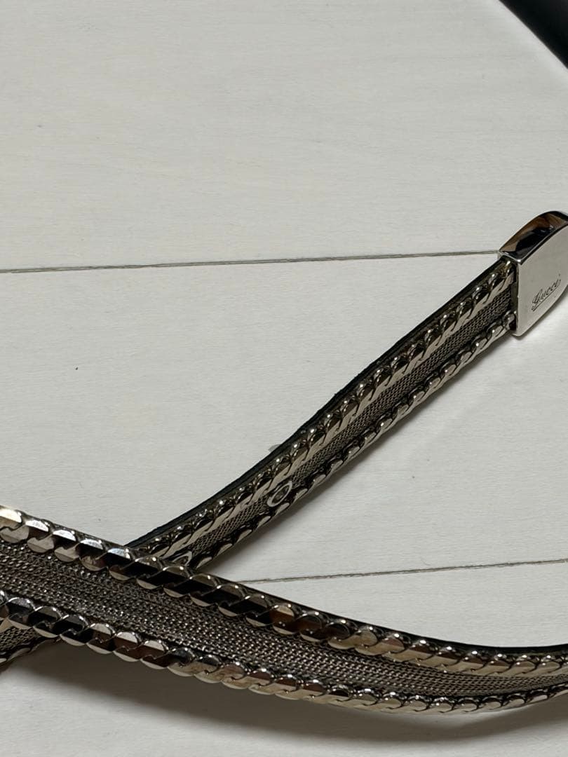 GUCCI Pre-Owned Silver Thin Leather Belt