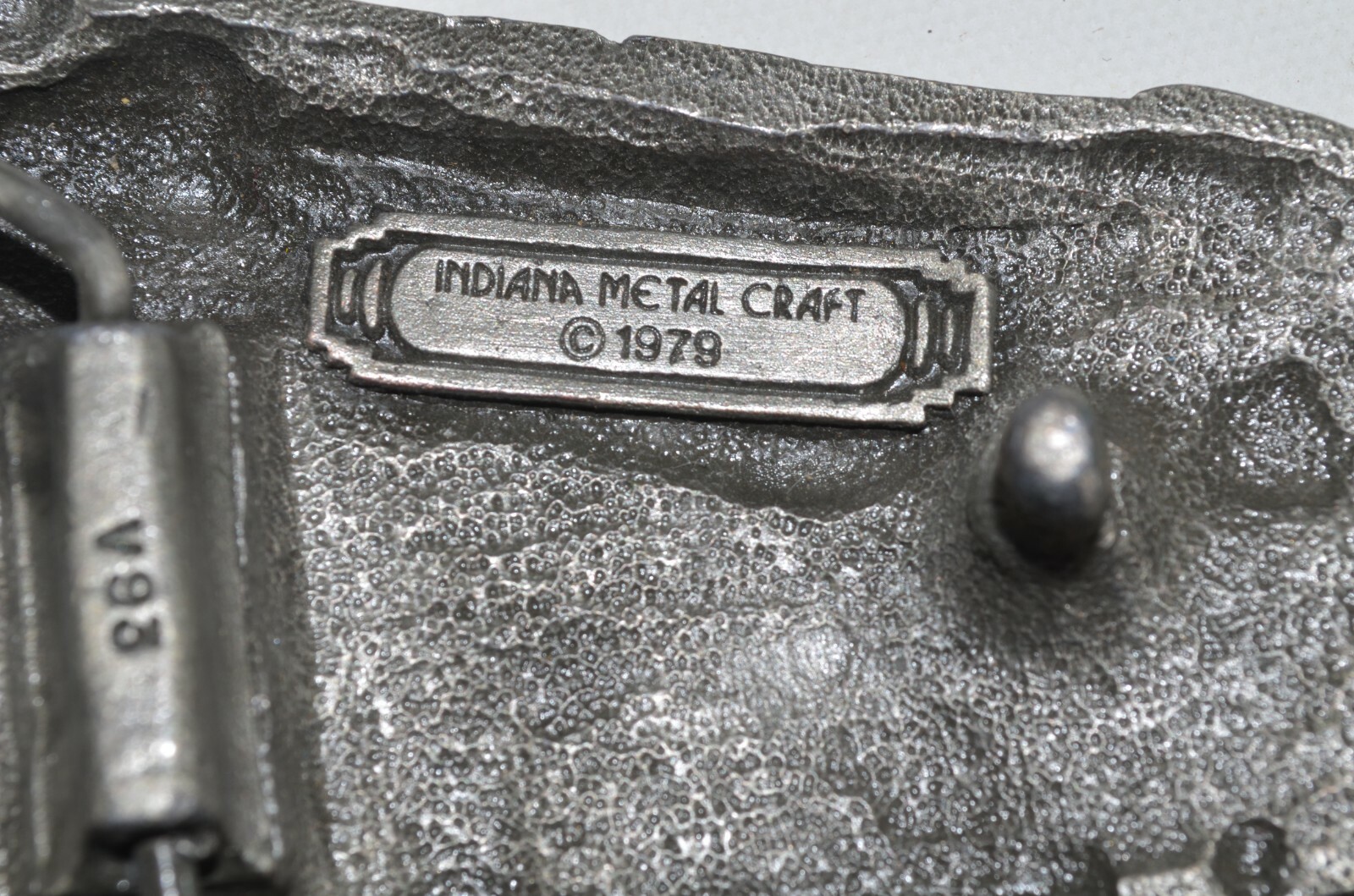 Locomotive Train Engine Belt Buckle Indiana Metal Craft 1979 Pewter 3D