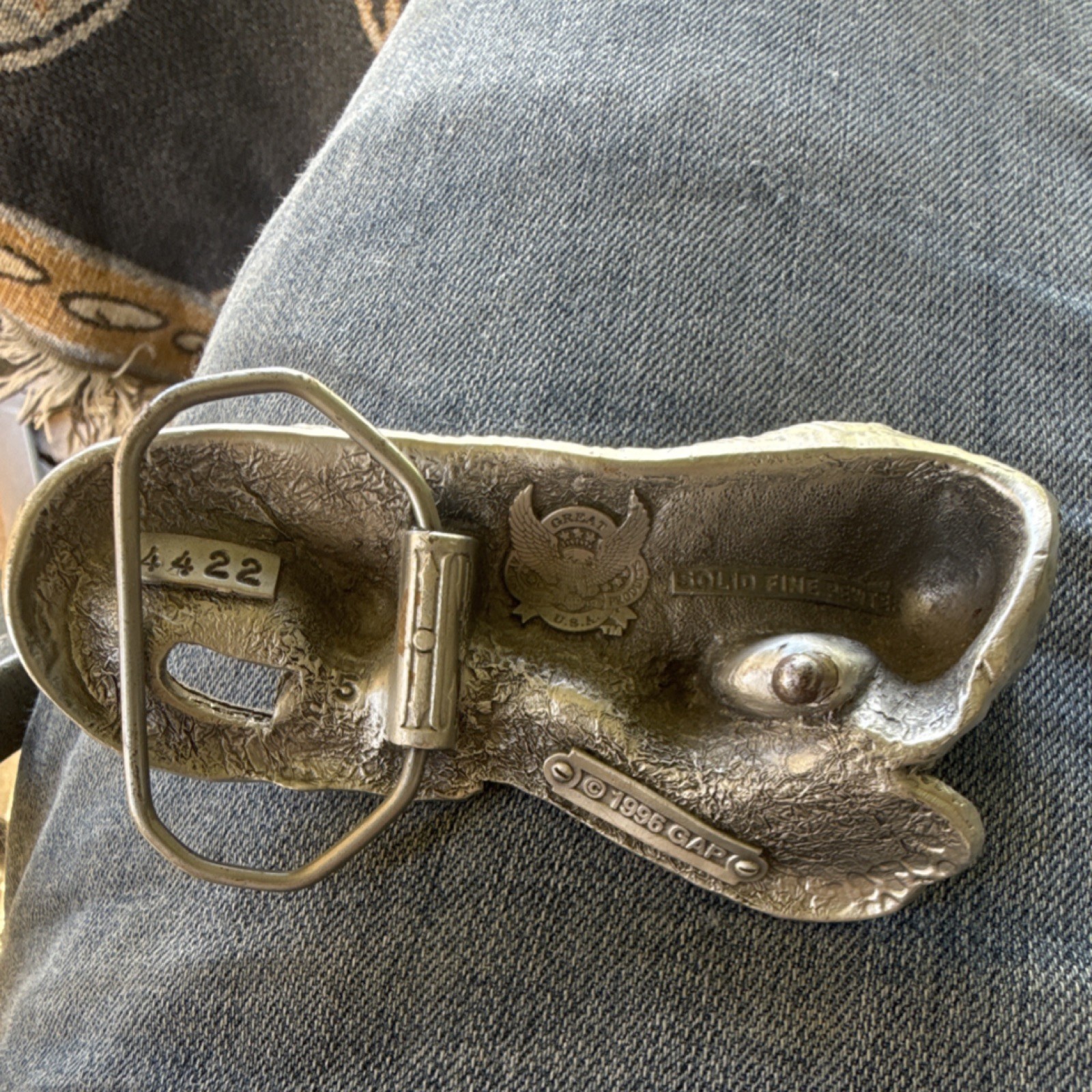 GAP Vintage Solid Fine Pewter Lizard Belt Buckle Silver 1.5in Fit MPN 4422
