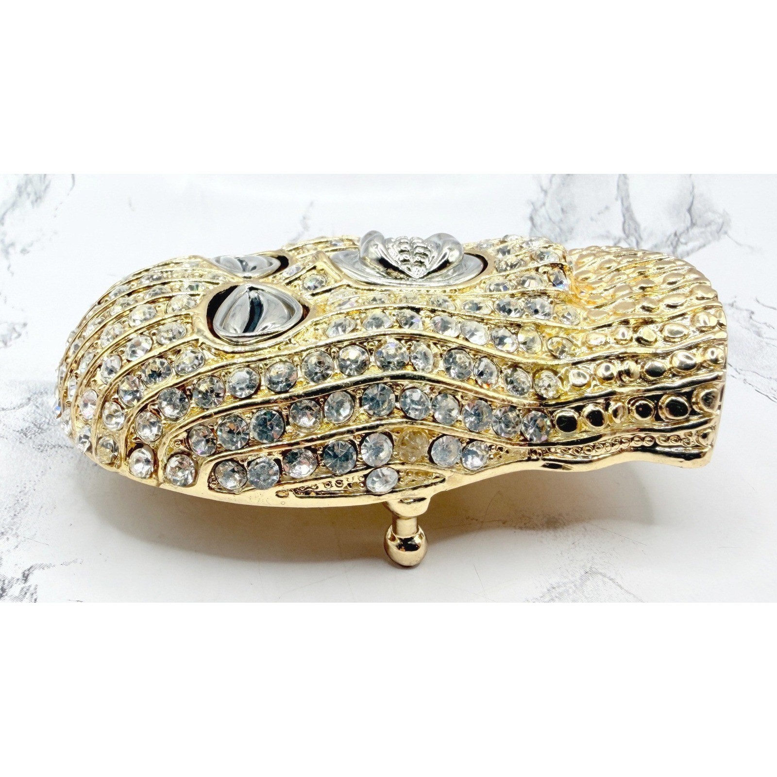 Gold Rhinestone Mask Belt Buckle Fits 1.5&Prime; Belt Western Biker Hip Hop Goon Mask