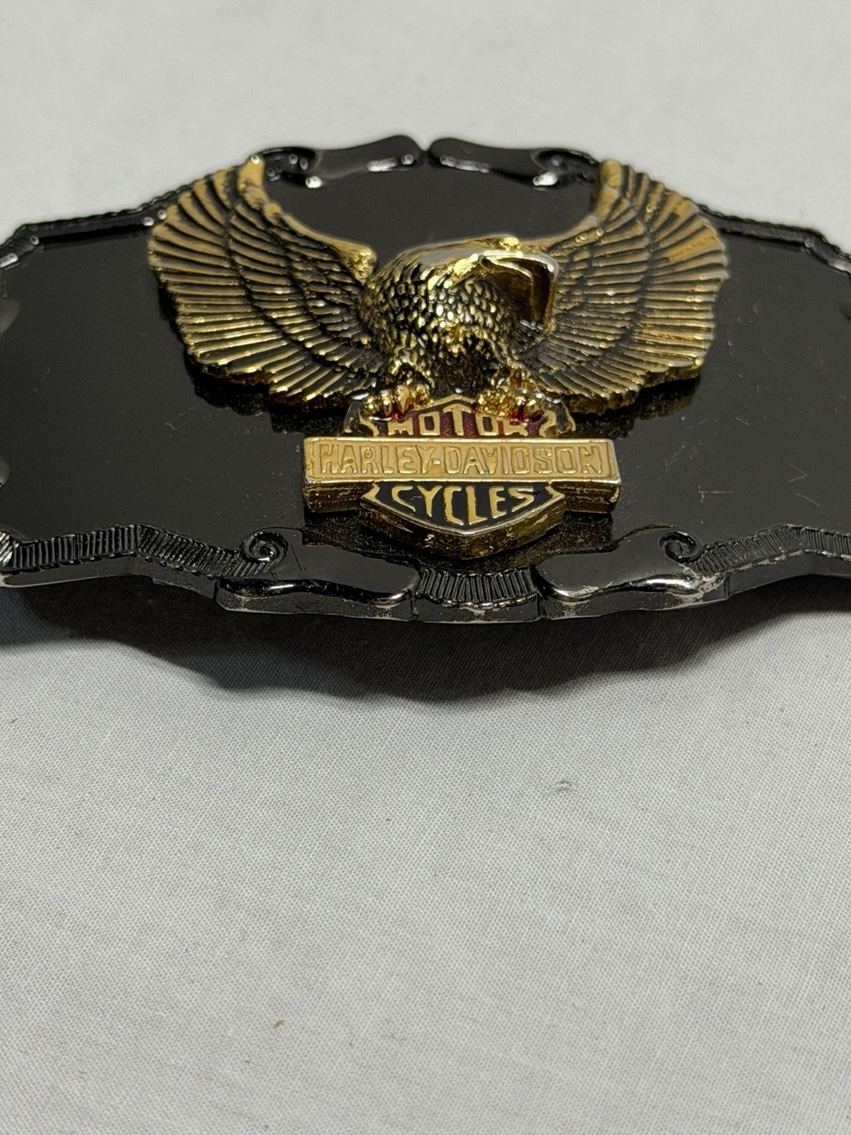 Vintage Harley-Davidson Eagle Belt Buckle OS Silver Gold 3D Biker Americana USA