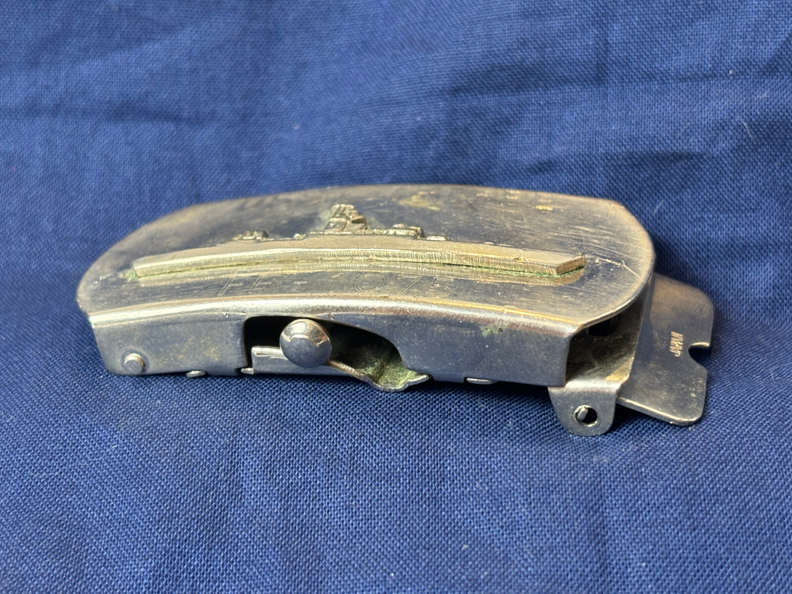 VTG Naval USS Trippe FF-1075 Belt Buckle Military Style Knox Class Frigate Japan