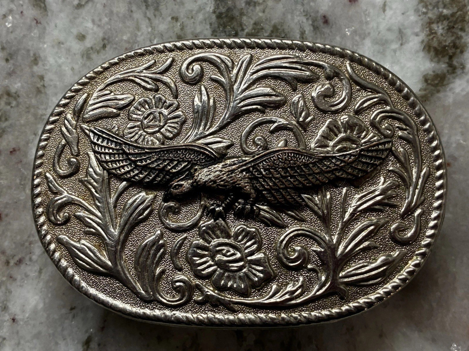 🦅Silver Tone American Eagle Ornate Heavy Duty Metal Belt Buckle L4 Vintage