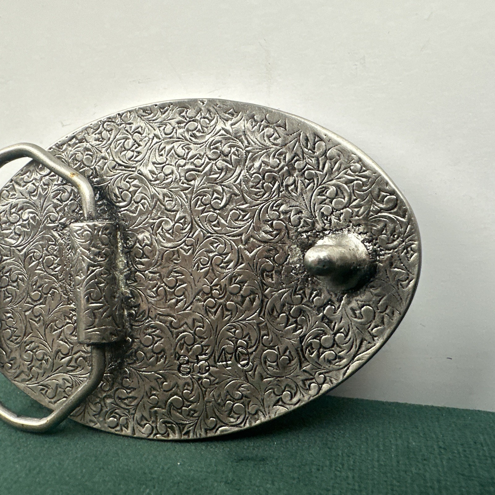 Vintage Eagle Landing On Branch Painted Metal Belt Buckle Silver Tone Nature
