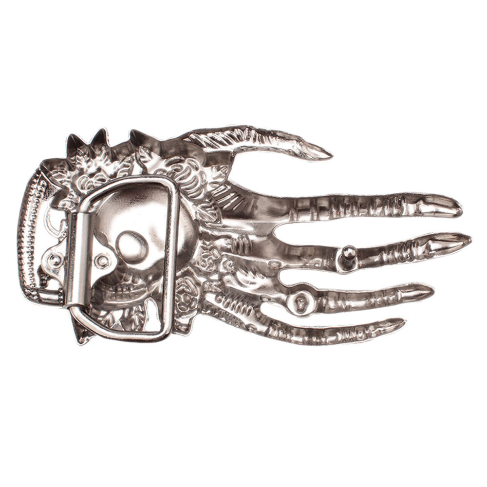 Hand and Skull Belt Buckle Western Cowboy Cowgirl Motorcyclist Pirate (HND3M)