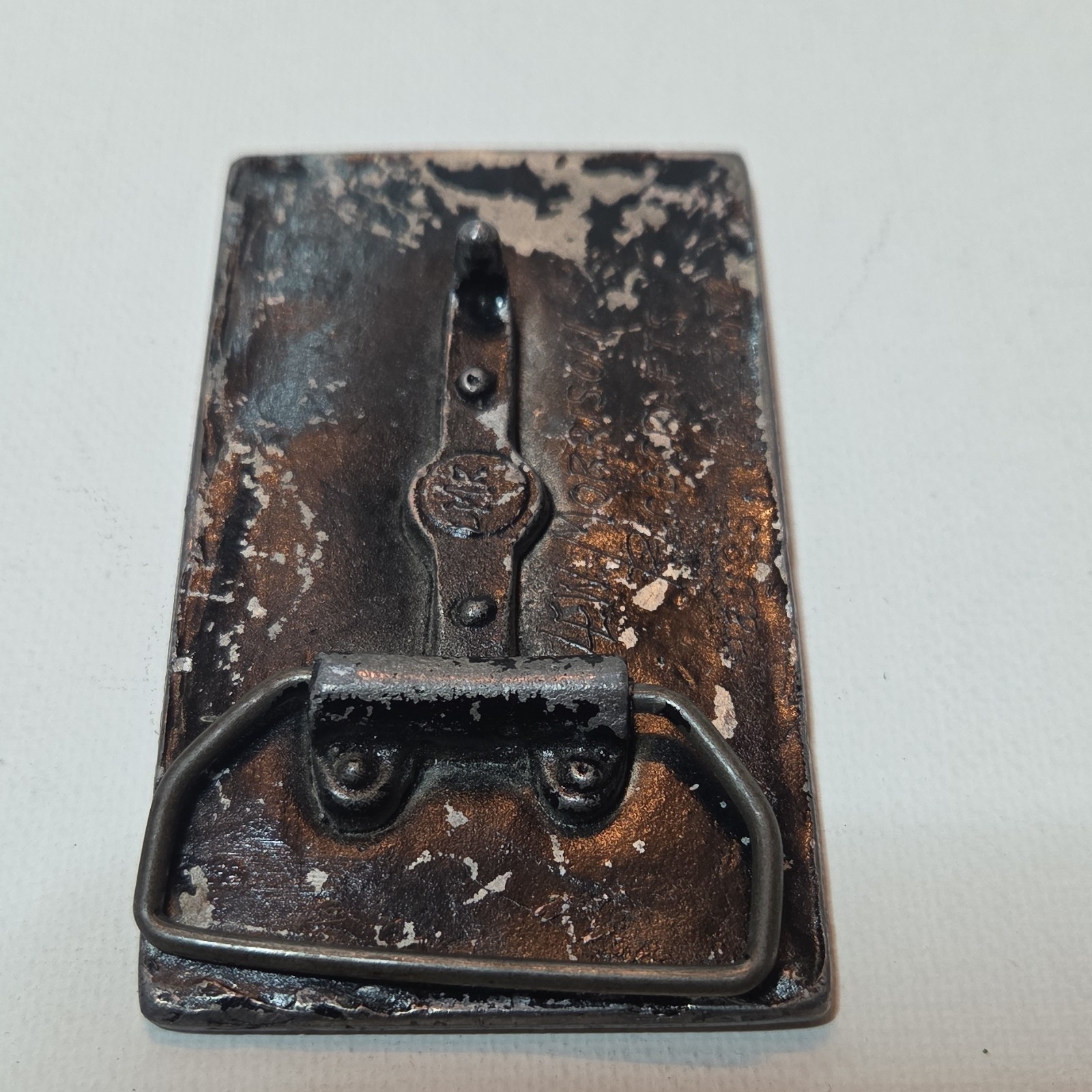 Stock Car Racing Antique Finish Silver Metal Belt Buckle Clip Latch Western