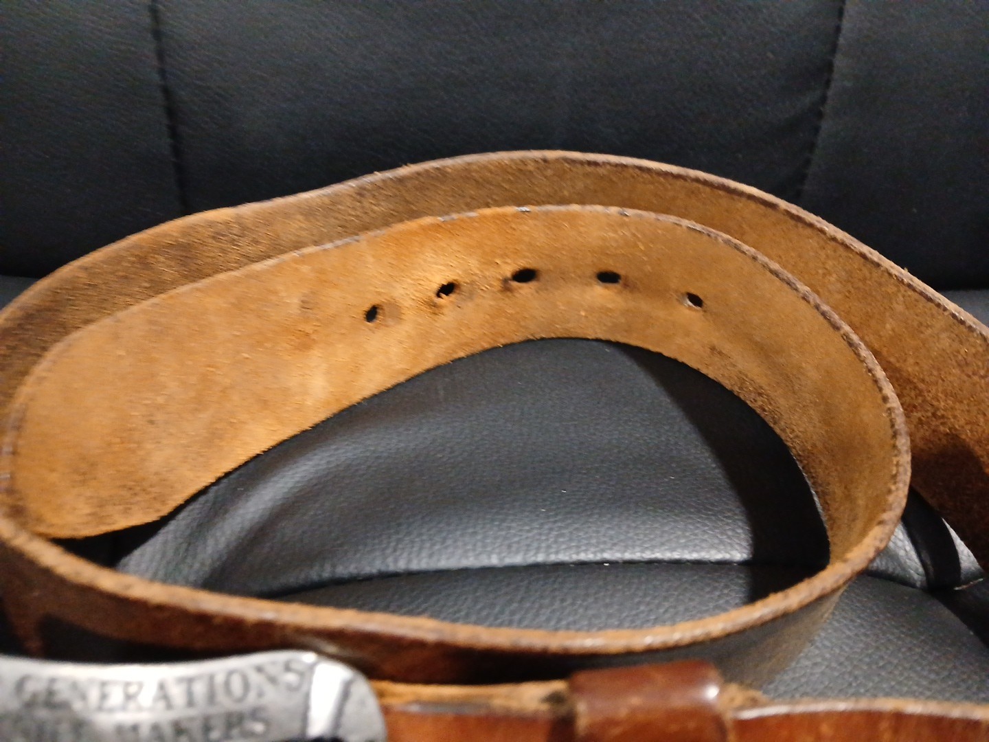 BUCK KNIVES LIMITED EDITION BELT BUCKLE – & Leather Belt VERY HEAVY – GW8