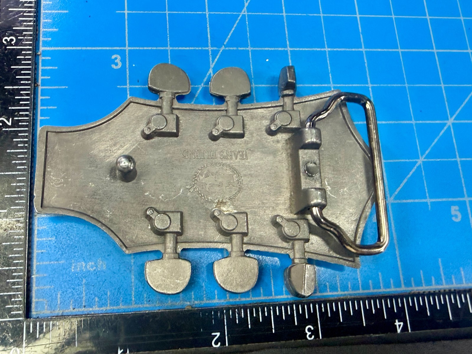 Guitar Head Stack Tuning Keys Black Enamel Cutout Belt Buckle by Jean&rsquo;s Friend