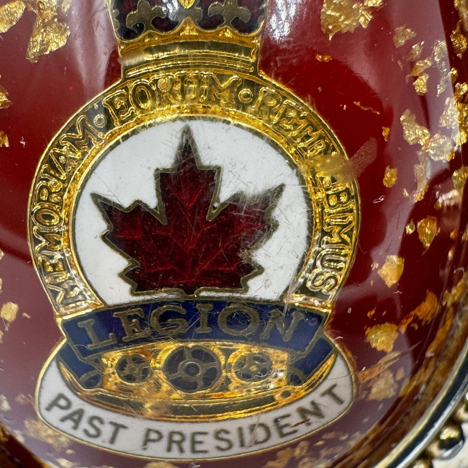 Royal Canadian Legion Past President Belt Buckle Maple Leaf Crown Silver Gold