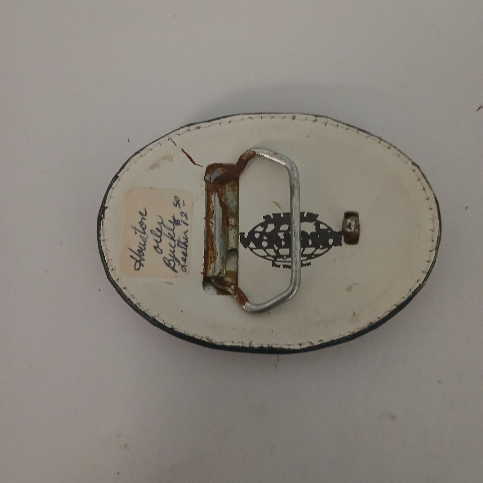 Western Leather Sports Belt Buckle Brown Blue Men&rsquo;s 1.5in Vintage Metal