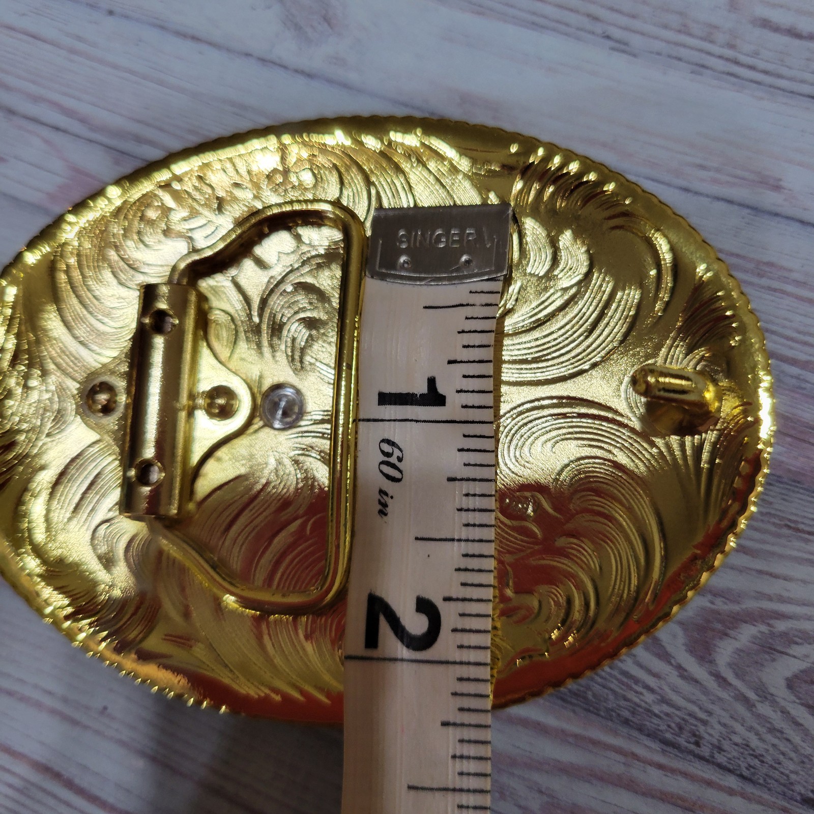 KIDS belt Buckle Saint jude San Judas Western Buckle Gold Tone & Silver Oval