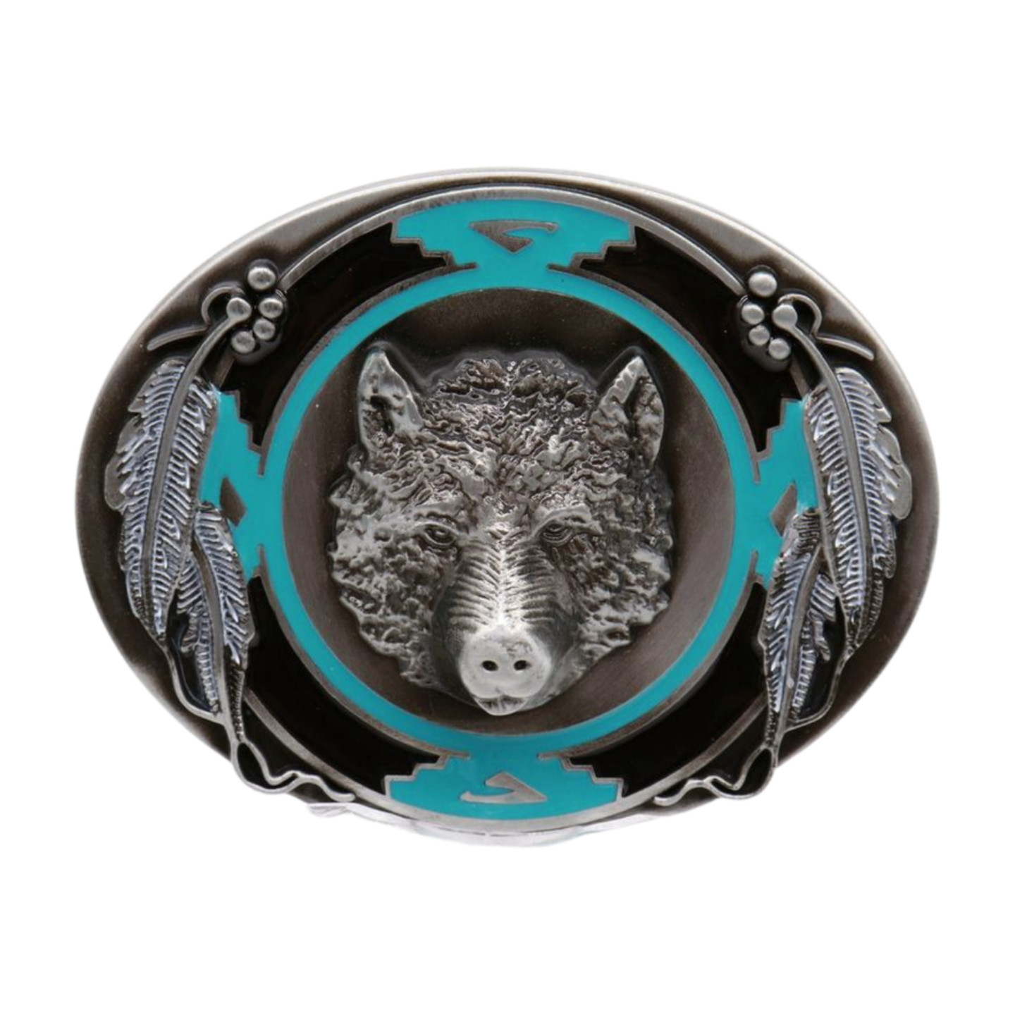 Men Western Belt Buckle Silver Metal Bear Hunter Country Chic Casual Jeans Pants