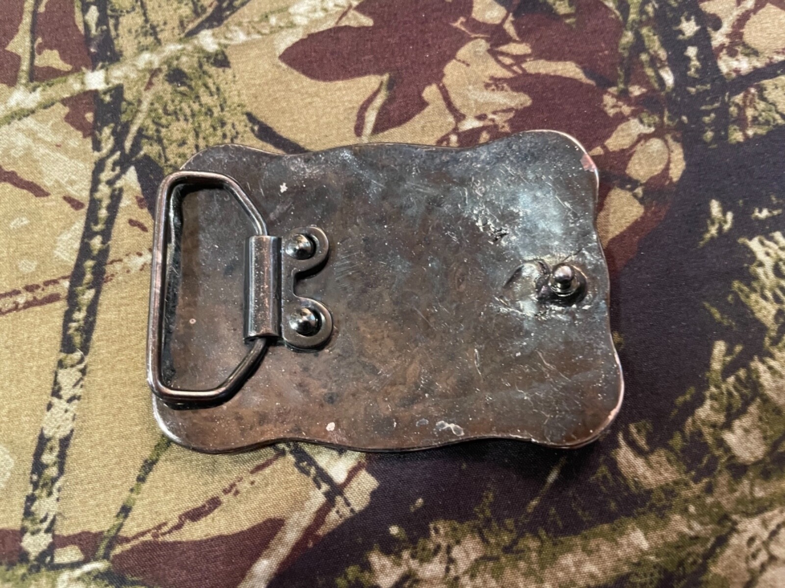 Texas longhorn big belt buckle nickel & brass paisley cowboy rodeo rancher TX