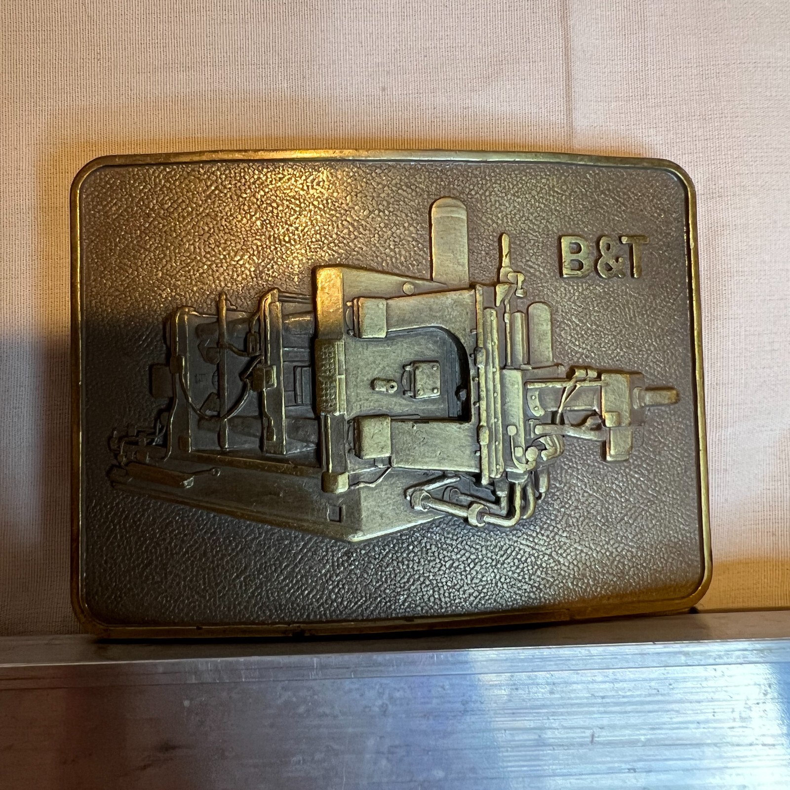 Vtg B&T Rectangular Belt Buckle Brass Stamp Cold Chamber Die Casting Machine