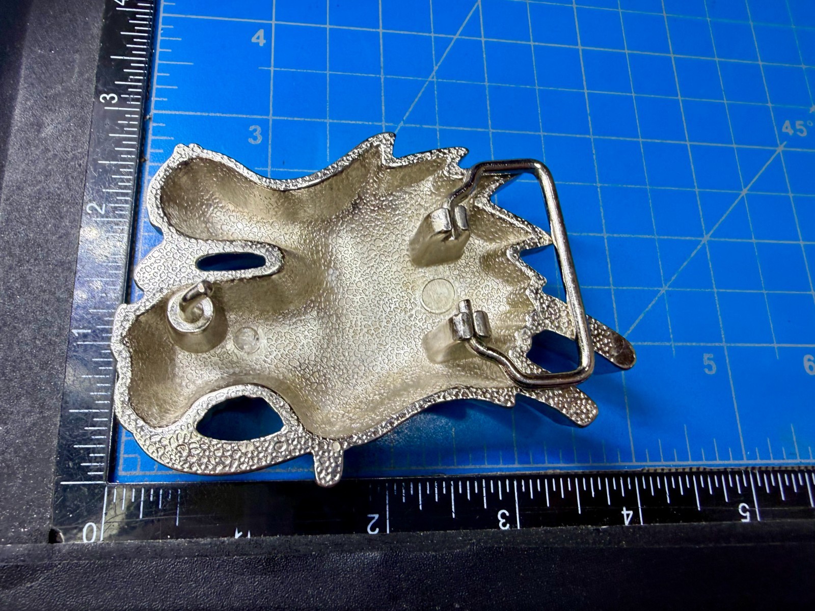Mystical Asian Chinese Dragon Head Figural Cutout Silver Color Belt Buckle
