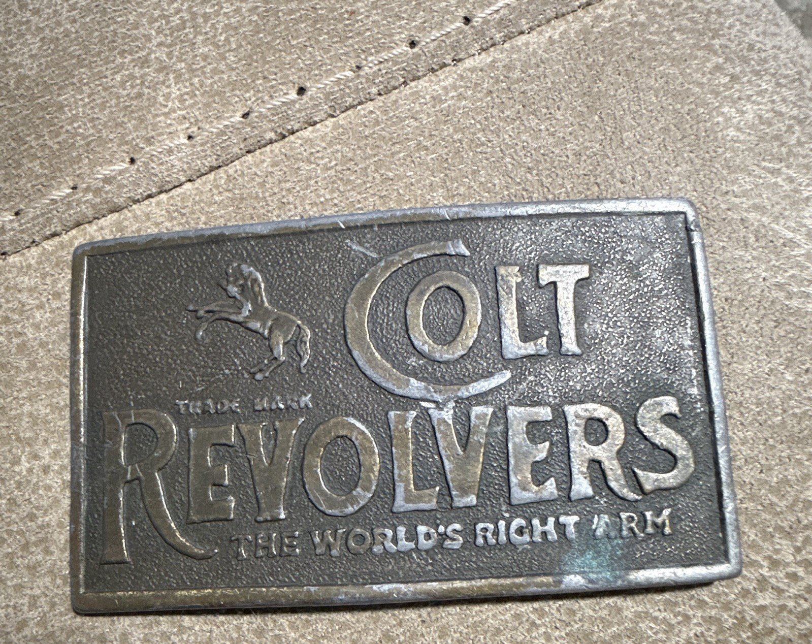Colt Revolvers Silver Tone Rectangular Western Logo Belt Buckle 1.75in