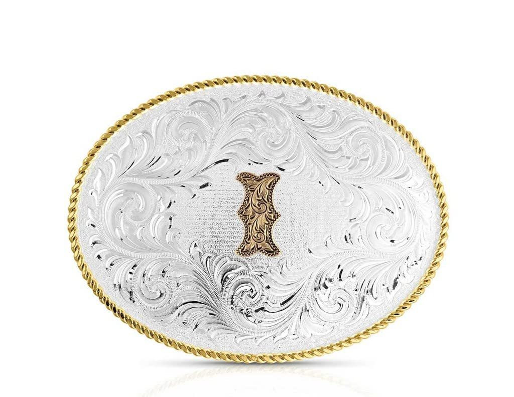 Montana Silversmiths Unisex Classic Western Oval Two-Tone Initial Belt Buckle…