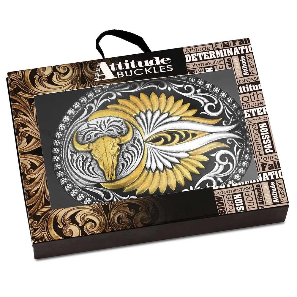 Montana Silversmiths Attitude Sturgis Buffalo Skull Western Oval Belt Buckle