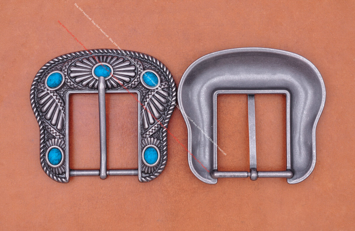 Vintage Silver Southeast FLOWER TURQUOISE WESTERN LEATHER BELT BUCKLE FIT 40MM