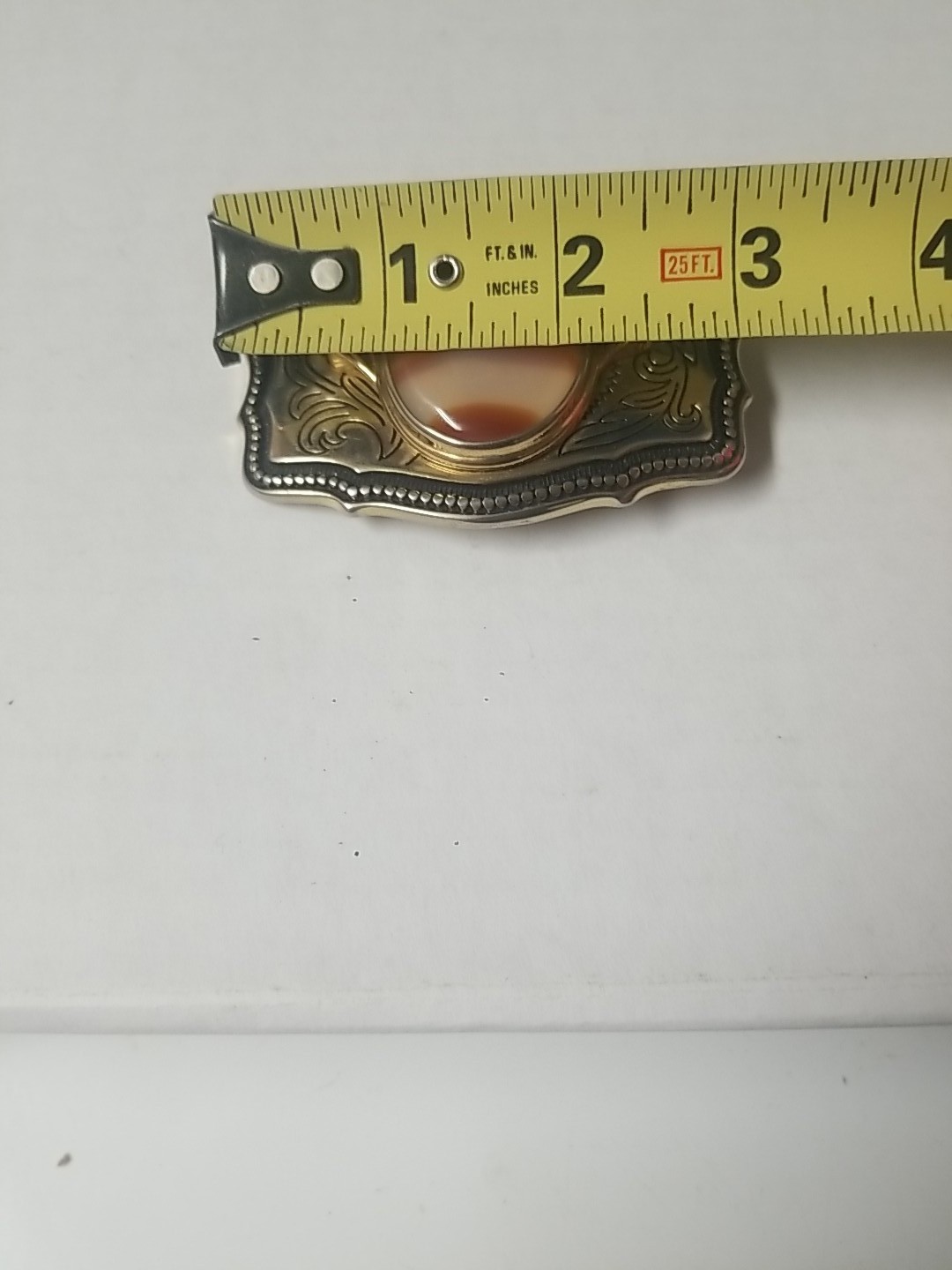 Agate Polished Stone Gold Tone Belt Buckle Southwestern