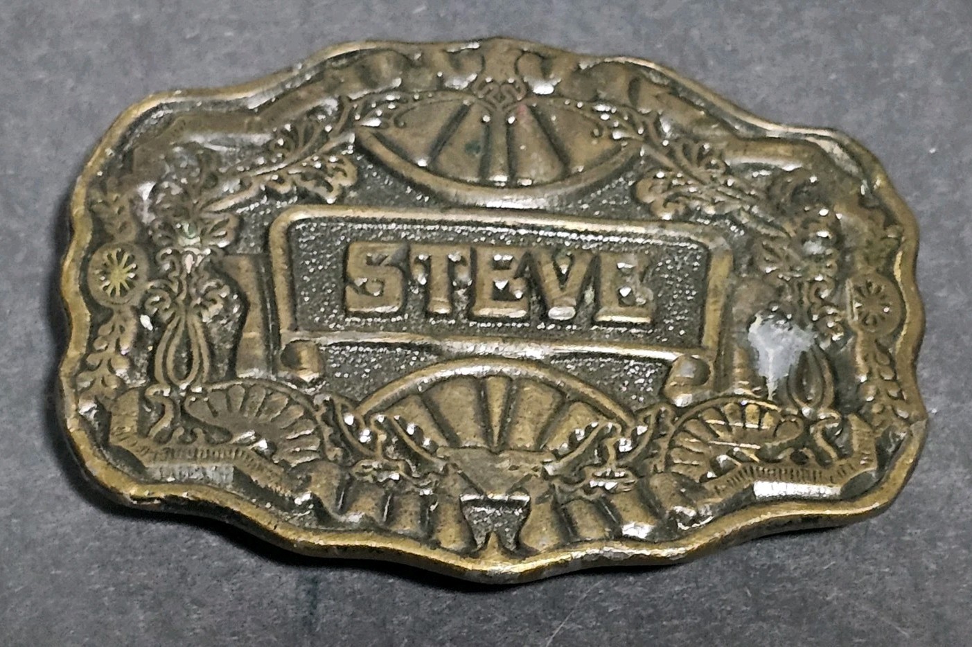 1970s Oden Inc. Brass/Bronze « Steve » Belt Buckle Personalized Name